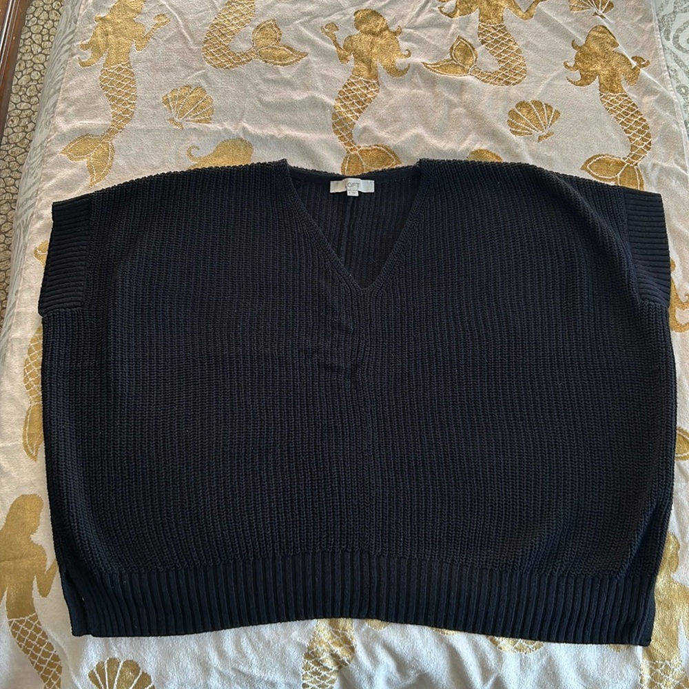 LOFT Dolman Sleeve black cable knit cotton Sweater - Size M